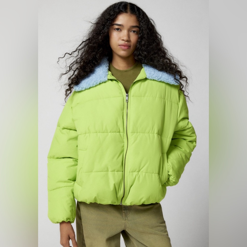 UO Duckie Faux Shearling Collar Puffer Jacket